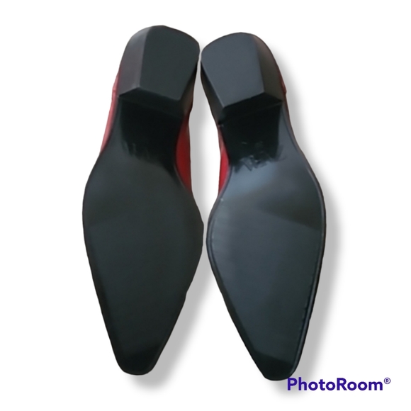 Zara Red Heeled Ankle Cowboy Boots - Picture 8 of 9